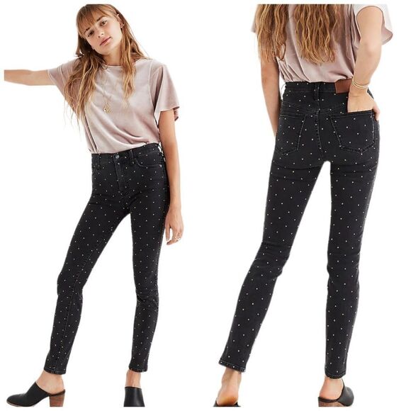MADEWELL Metallic Dot Edition 10” High Rise Skinny Jeans - Picture 1 of 14